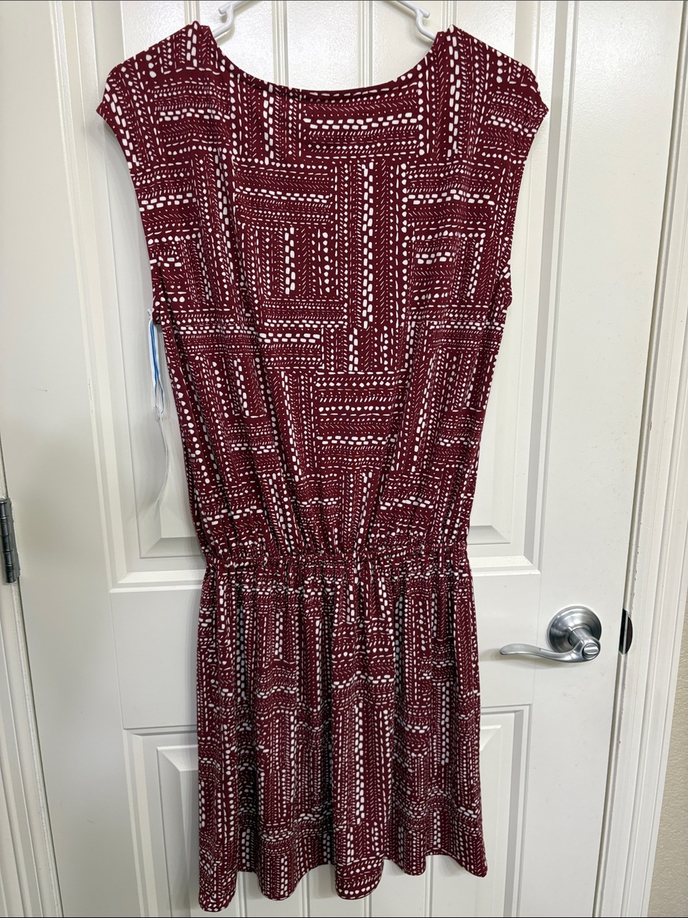 NWT Southern Tide Burgundy Patterned Cap-Sleeve Mini Dress - Picture 6 of 7